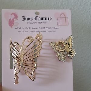 Juicy Couture Gold Butterfly Hair Clip Set